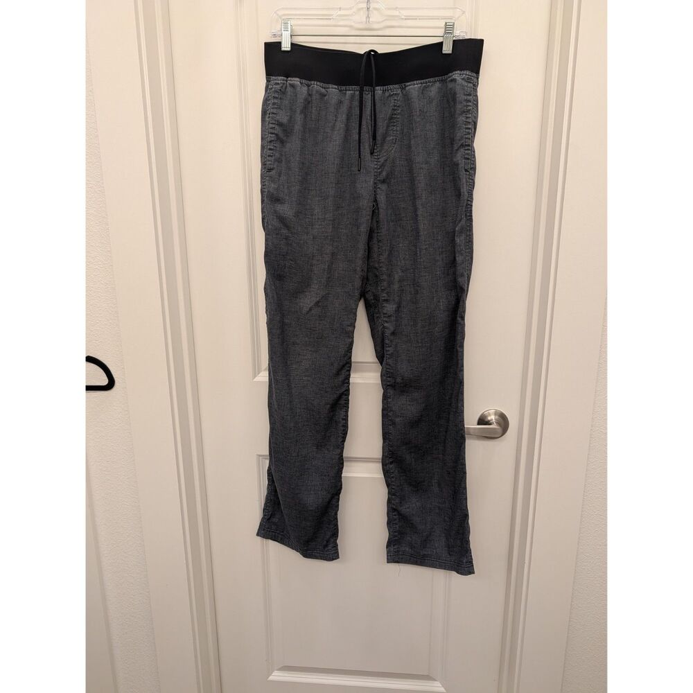 prAna Small Black Gray Mantra Knit Waist Drawstring Straight Leg Pants Hike